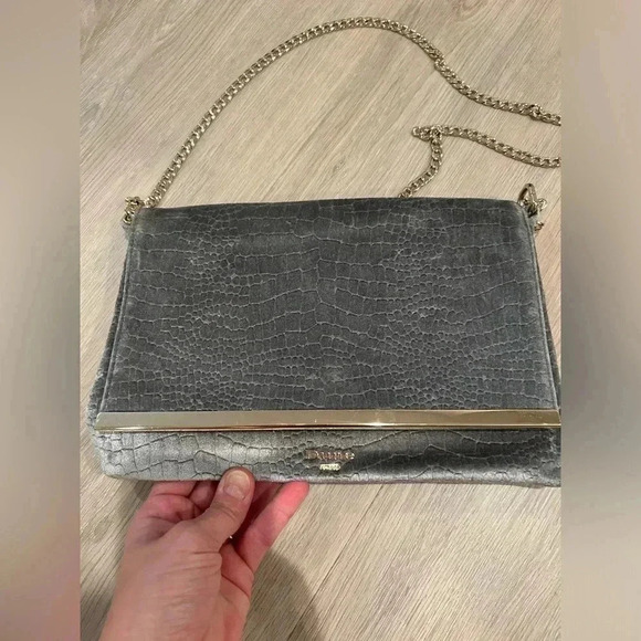 DUNE LONDON Gray Velvet Crossbody Bag - Picture 1 of 7